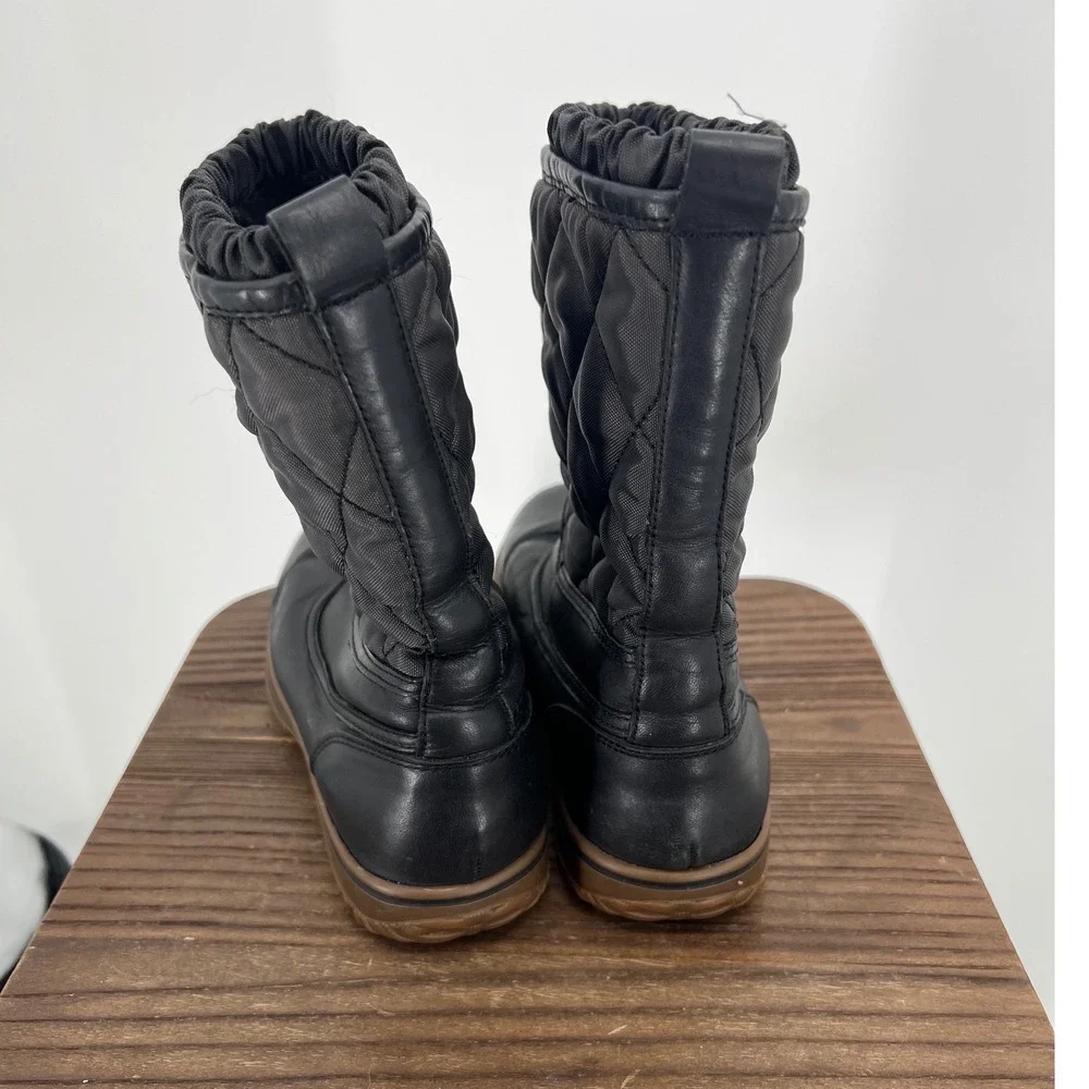 Coach Samara Black Leather Quilted Nylon Winter Snow Boots A9175 Womens 6B